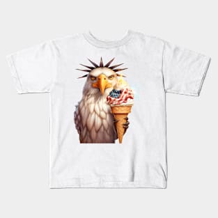 American Bald Eagle with Ice Cream Kids T-Shirt